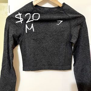 Gymshark dark gray long sleeve crop top